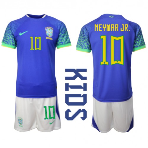 Fotbalové Dres Brazílie Neymar Jr #10 Dětské Venkovní MS 2022 Krátký Rukáv (+ trenýrky)